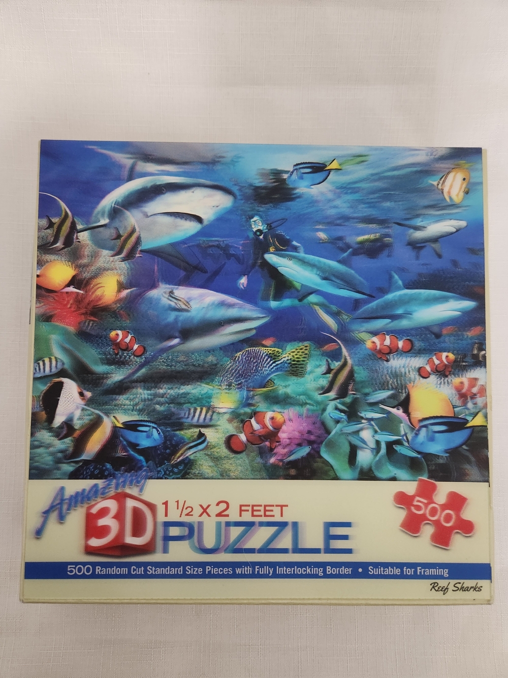 3D Reef Sharks Puzzle -  Underwater Scene (500 Pieces)